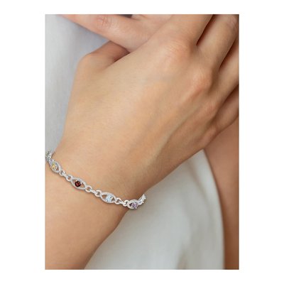 Sterling Silver Garnet & Citrine Multicolor Link Bracelet – view 5