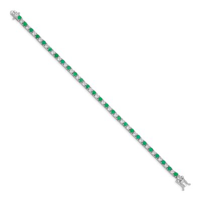 Sterling Silver Emerald & White Topaz Tennis Bracelet – view 3