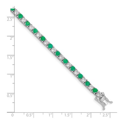 Sterling Silver Emerald & White Topaz Tennis Bracelet – view 4