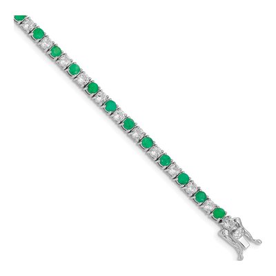 Sterling Silver Emerald & White Topaz Tennis Bracelet