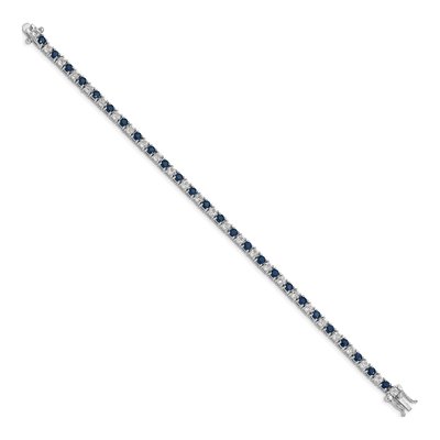 Sterling Silver Sapphire & White Topaz Tennis Bracelet – view 2