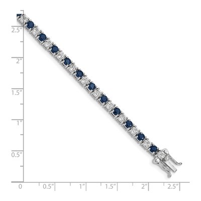 Sterling Silver Sapphire & White Topaz Tennis Bracelet – view 3