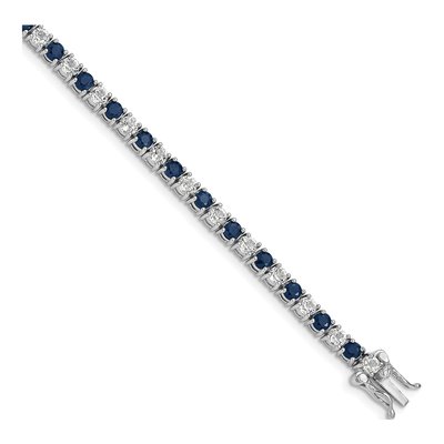 Sterling Silver Sapphire & White Topaz Tennis Bracelet