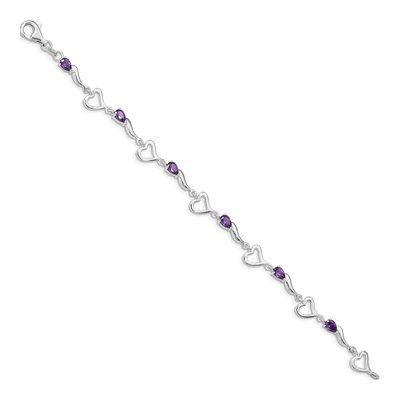 Sterling Silver Amethyst Heart Bracelet – view 2