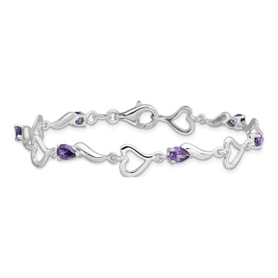 Sterling Silver Amethyst Heart Bracelet – view 3