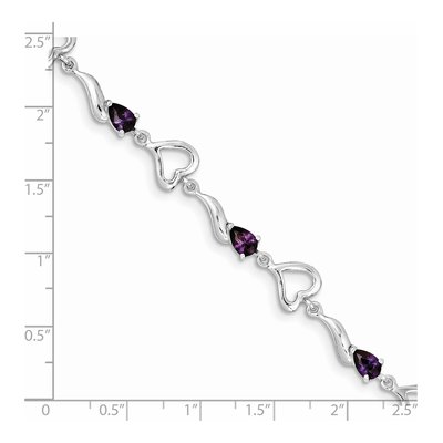 Sterling Silver Amethyst Heart Bracelet – view 4