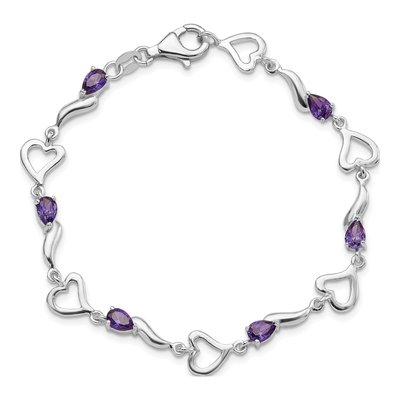Sterling Silver Amethyst Heart Bracelet – view 5