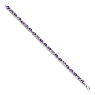 Sterling Silver Amethyst & White Topaz Bracelet – view 2
