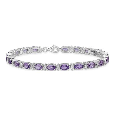 Sterling Silver Amethyst & White Topaz Bracelet – view 4