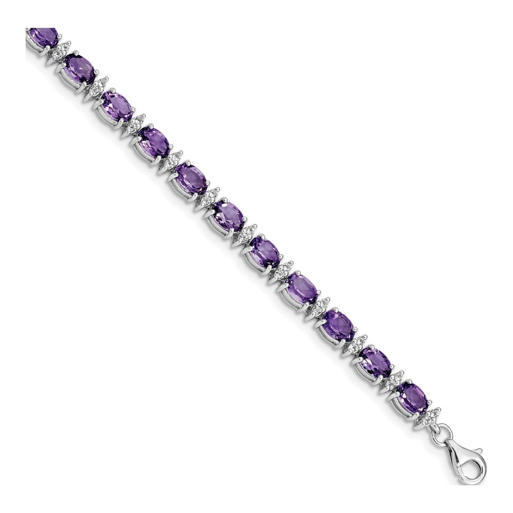Sterling Silver Amethyst & White Topaz Bracelet