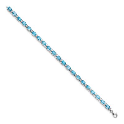 Sterling Silver Swiss Blue Topaz & White Topaz BT Bracelet – view 2