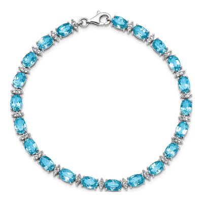 Sterling Silver Swiss Blue Topaz & White Topaz BT Bracelet – view 5