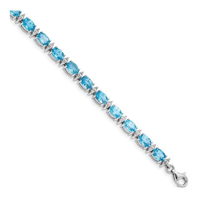 Sterling Silver Swiss Blue Topaz & White Topaz BT Bracelet