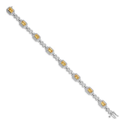 Sterling Silver 1/10 ct tw Citrine & Diamond Bracelet – view 2