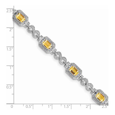 Sterling Silver 1/10 ct tw Citrine & Diamond Bracelet – view 4