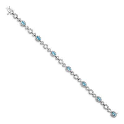 Sterling Silver 1/20 ct tw Swiss Blue Topaz & Diamond Lt Oval Bracelet – view 2