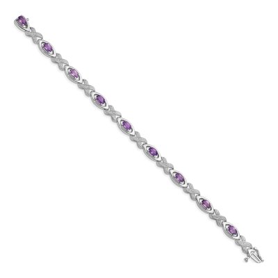 Sterling Silver 1/20 ct tw Amethyst & Diamond Bracelet – view 2
