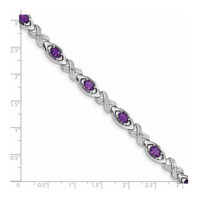 Sterling Silver 1/20 ct tw Amethyst & Diamond Bracelet – view 3