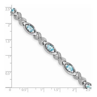 Sterling Silver 1/20 ct tw Swiss Blue Topaz & Diamond Bracelet – view 4