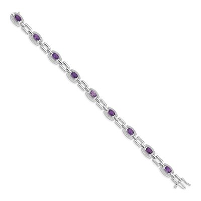 Sterling Silver 1/15 ct tw Amethyst & Diamond Bracelet – view 2