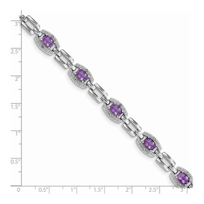 Sterling Silver 1/15 ct tw Amethyst & Diamond Bracelet – view 3