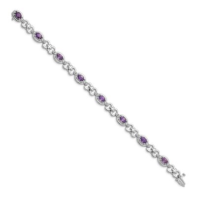 Sterling Silver 0.09 ct tw Amethyst & Diamond Bracelet – view 2
