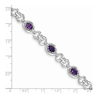 Sterling Silver 0.09 ct tw Amethyst & Diamond Bracelet – view 3
