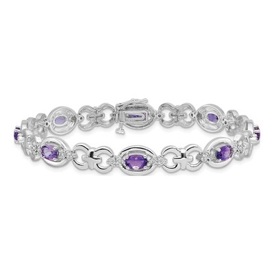 Sterling Silver 0.09 ct tw Amethyst & Diamond Bracelet – view 4