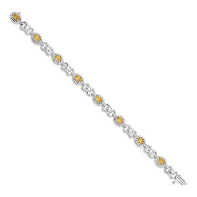 Sterling Silver 0.09 ct tw Citrine & Diamond Bracelet – view 2