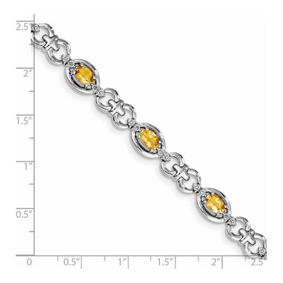 Sterling Silver 0.09 ct tw Citrine & Diamond Bracelet – view 3