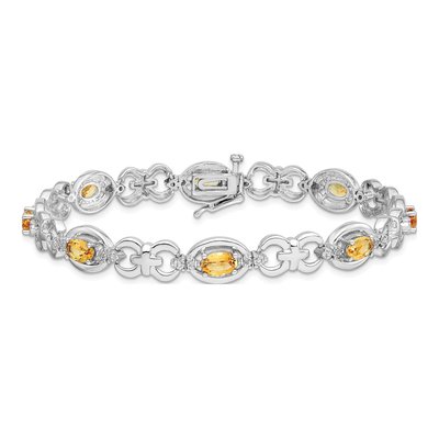 Sterling Silver 0.09 ct tw Citrine & Diamond Bracelet – view 4