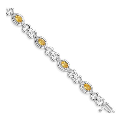 Sterling Silver 0.09 ct tw Citrine & Diamond Bracelet