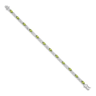 Sterling Silver Peridot & Diamond Bracelet – view 2