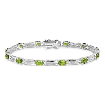 Sterling Silver Peridot & Diamond Bracelet – view 4