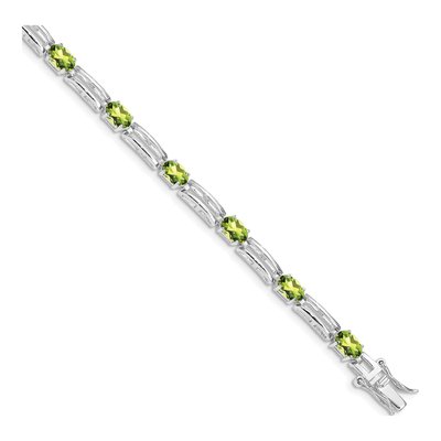 Sterling Silver Peridot & Diamond Bracelet