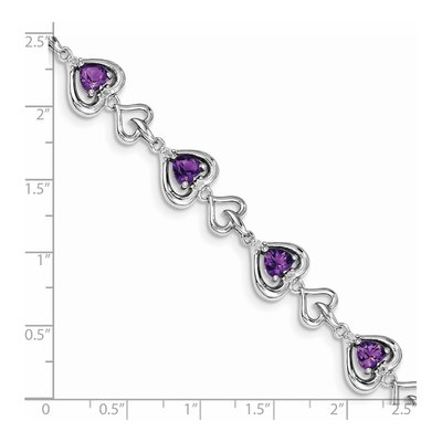 Sterling Silver 1/15 ct tw Amethyst & Diamond Heart Bracelet – view 3