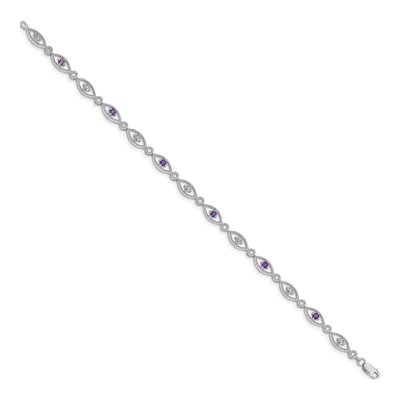 Sterling Silver Amethyst & Diamond Bracelet – view 2