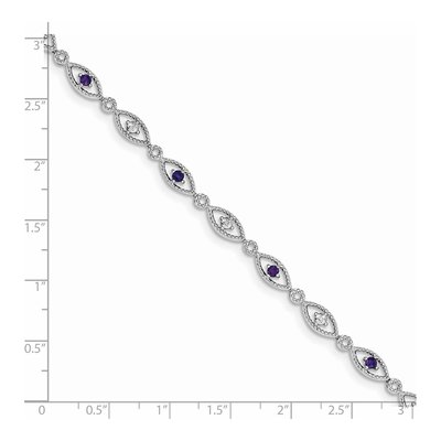Sterling Silver Amethyst & Diamond Bracelet – view 3