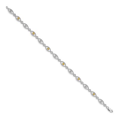 Sterling Silver Citrine & Diamond Bracelet – view 2