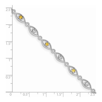 Sterling Silver Citrine & Diamond Bracelet – view 3