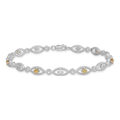 Sterling Silver Citrine & Diamond Bracelet – view 4