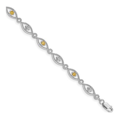 Sterling Silver Citrine & Diamond Bracelet