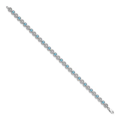 Sterling Silver Swiss Blue Topaz & Diamond Bracelet – view 2
