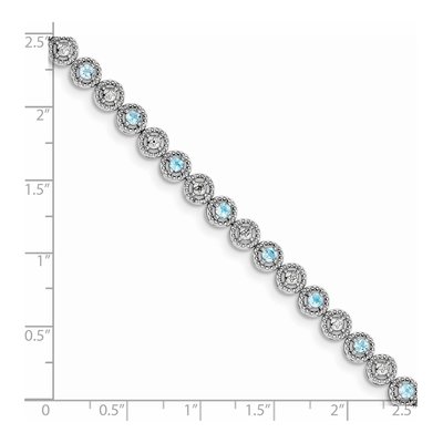 Sterling Silver Swiss Blue Topaz & Diamond Bracelet – view 3