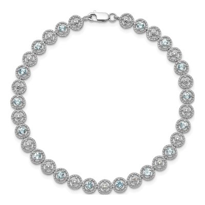 Sterling Silver Swiss Blue Topaz & Diamond Bracelet – view 4