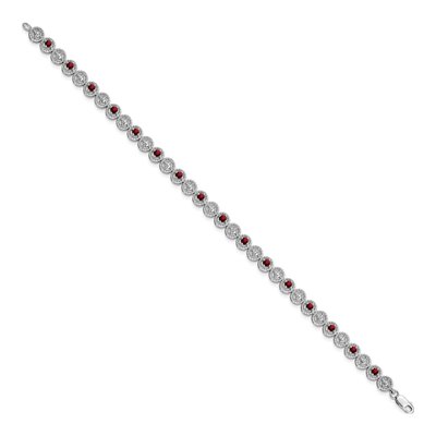 Sterling Silver Garnet & Diamond Bracelet – view 2