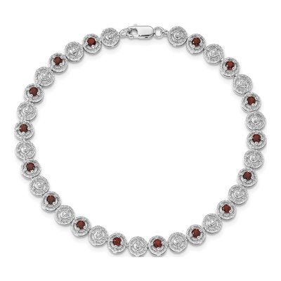 Sterling Silver Garnet & Diamond Bracelet – view 4