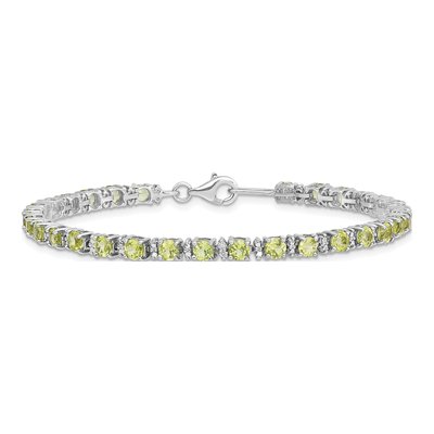 Sterling Silver Peridot & Diamond Bracelet – view 3