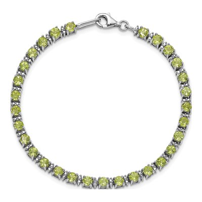 Sterling Silver Peridot & Diamond Bracelet – view 5
