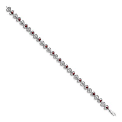 Sterling Silver Garnet & Diamond Bracelet – view 2